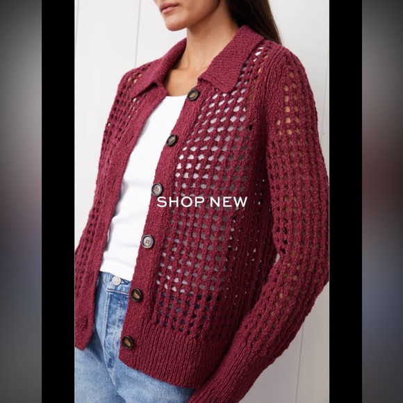 Free People Stateside red knit button down cardigan NWT - Picture 6 of 6